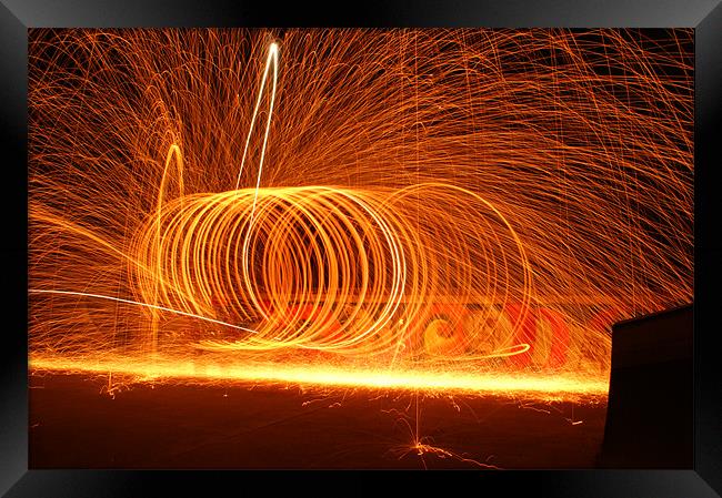 Wire Wool Spinning Framed Print by George Young