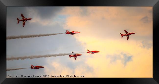 Red Arrows Roll Framed Print by andrew blakey