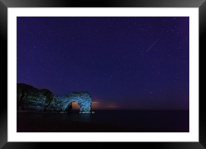 Perseids over Durdle Door Framed Mounted Print by Anthony Simpson