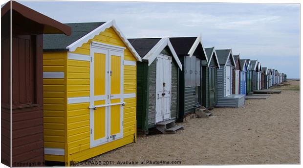 BEACH HUTS AT WEST MERSEA, ESSEX Canvas Print by Ray Bacon LRPS CPAGB