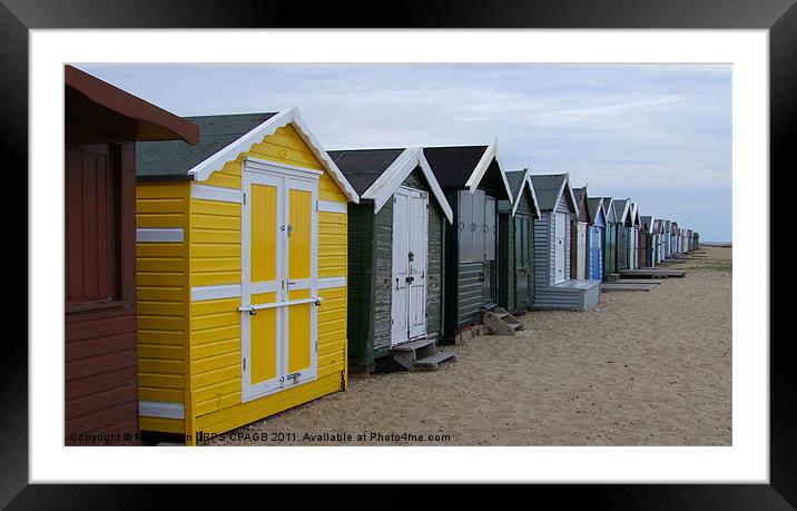 BEACH HUTS AT WEST MERSEA, ESSEX Framed Mounted Print by Ray Bacon LRPS CPAGB