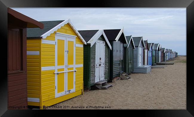 BEACH HUTS AT WEST MERSEA, ESSEX Framed Print by Ray Bacon LRPS CPAGB