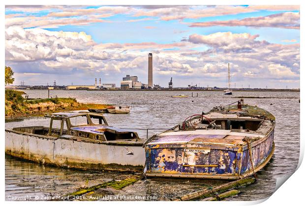 Abandoned Boats in Medway Print by Zahra Majid
