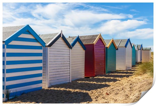 Bright and Vibrant Seaside Cabins Print by Kevin Snelling