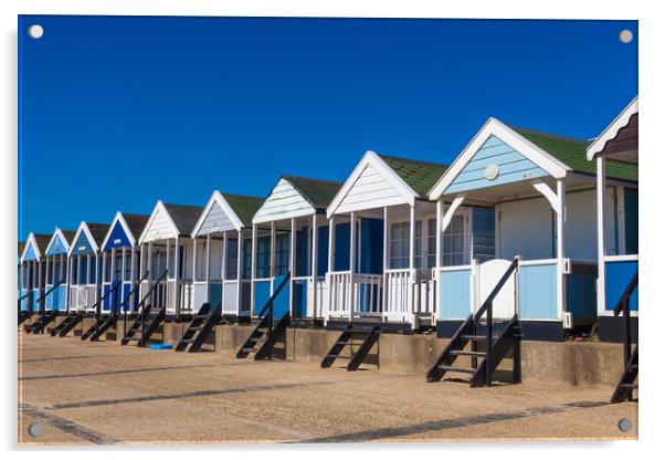 Beach huts in blue and white Acrylic by Kevin Snelling