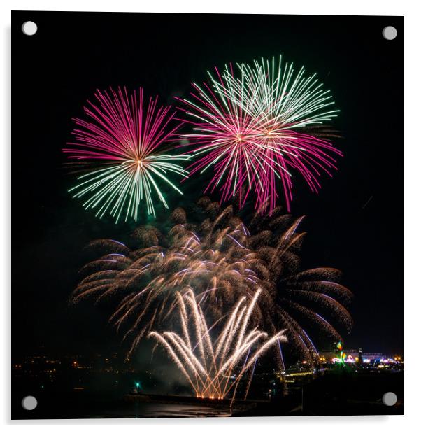 Plymouth Fireworks Acrylic by Jon Rendle