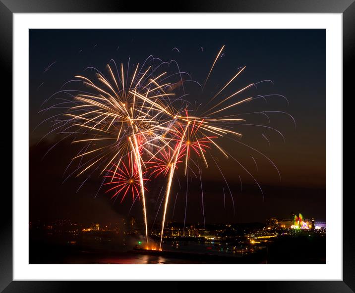 Fireworks in Plymouth Framed Mounted Print by Jon Rendle
