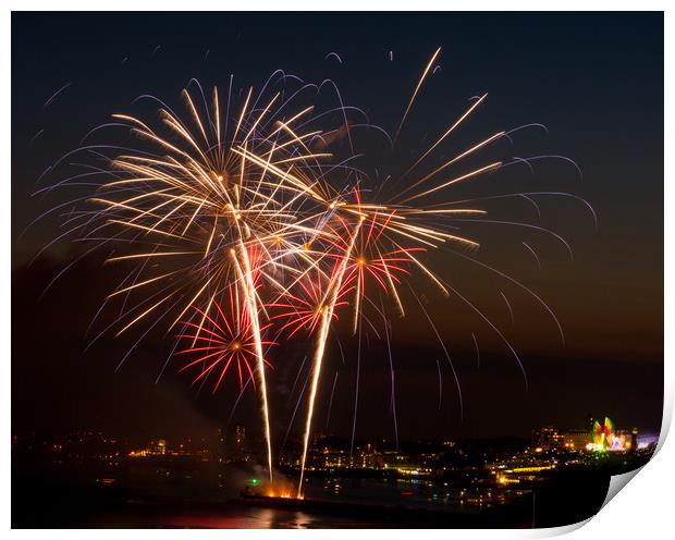 Fireworks in Plymouth Print by Jon Rendle