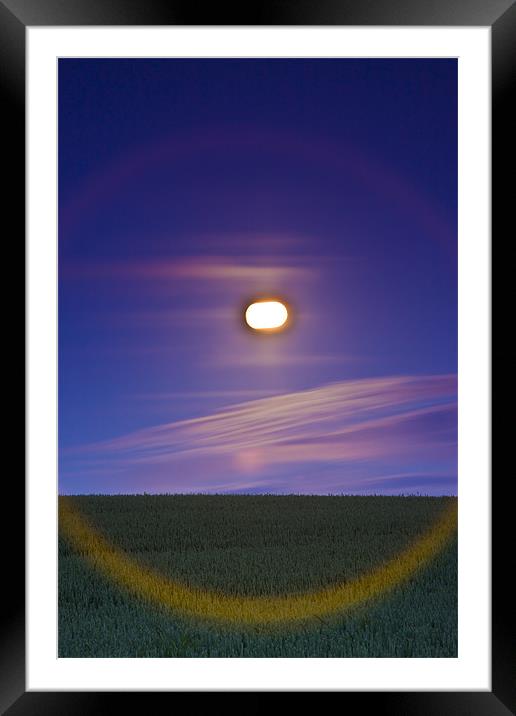 Full moon over the crop field Framed Mounted Print by Gabor Pozsgai