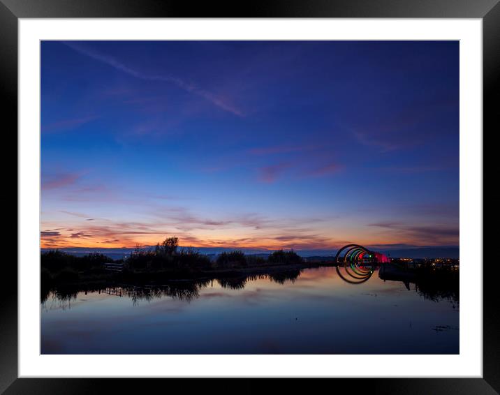 Falkirk Wheel at dusk. Framed Mounted Print by Tommy Dickson