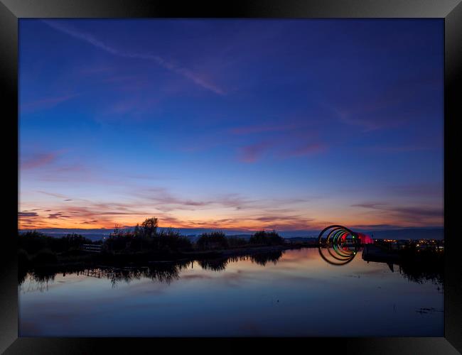 Falkirk Wheel at dusk. Framed Print by Tommy Dickson