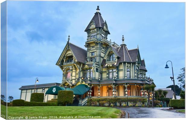 Victorian Architecture of the Carson Mansion. Canvas Print by Jamie Pham