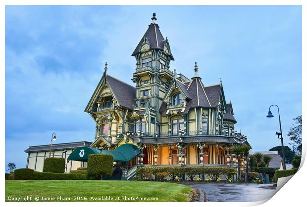 Victorian Architecture of the Carson Mansion. Print by Jamie Pham