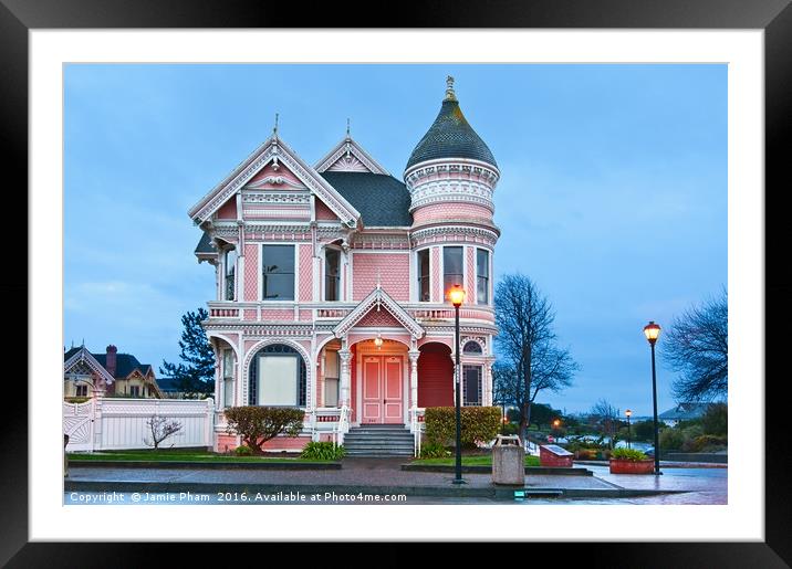The Pink Lady is the ornate Victorian home of Milt Framed Mounted Print by Jamie Pham