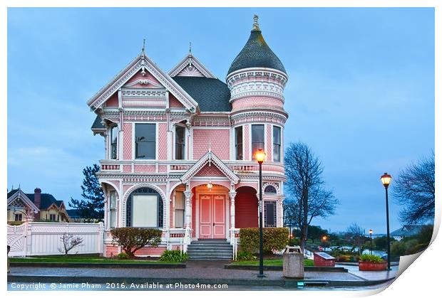 The Pink Lady is the ornate Victorian home of Milt Print by Jamie Pham