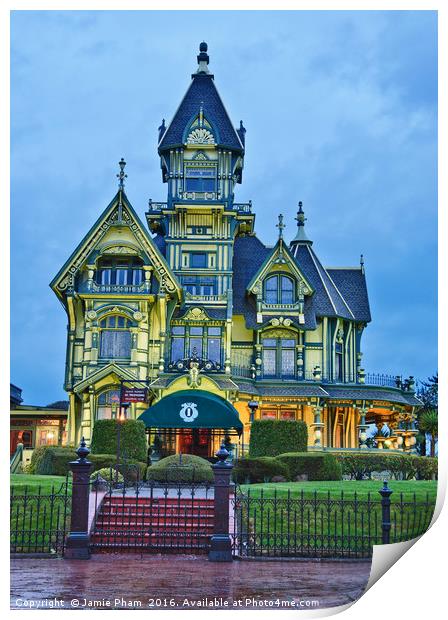 Victorian Architecture of the Carson Mansion. Print by Jamie Pham