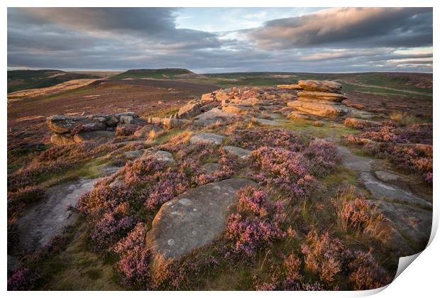 Over Owler Tor Sunset Print by James Grant