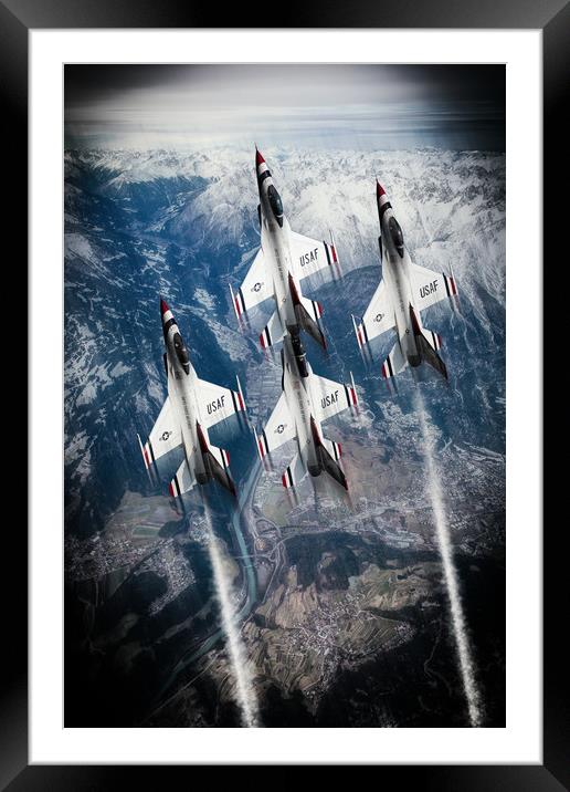 USAF Thunderbirds Framed Mounted Print by J Biggadike