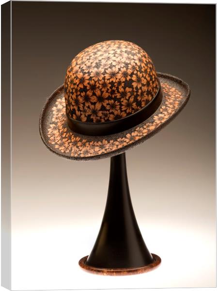 Cynthia Gibson - turned and decorated bowler hat i Canvas Print by Jonathon Cuff