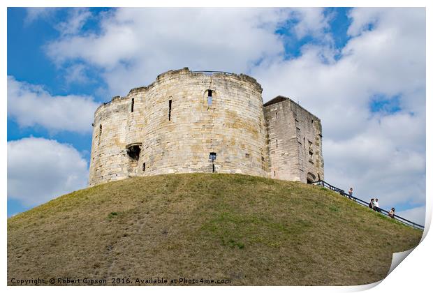 Clifford's Tower in York  historical building. Print by Robert Gipson