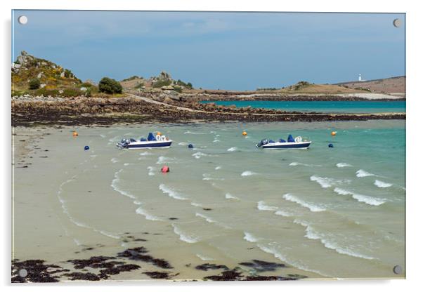 The beach at Old Grimsby on Tresco Isles of Scilly Acrylic by Nick Jenkins