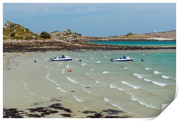 The beach at Old Grimsby on Tresco Isles of Scilly Print by Nick Jenkins