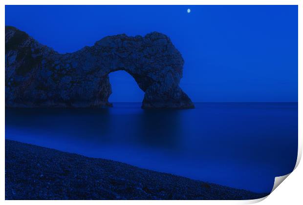 Moon over Durdle Door Print by Anthony Simpson