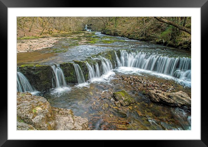 The Horseshoe Falls on the River Neath south Wales Framed Mounted Print by Nick Jenkins