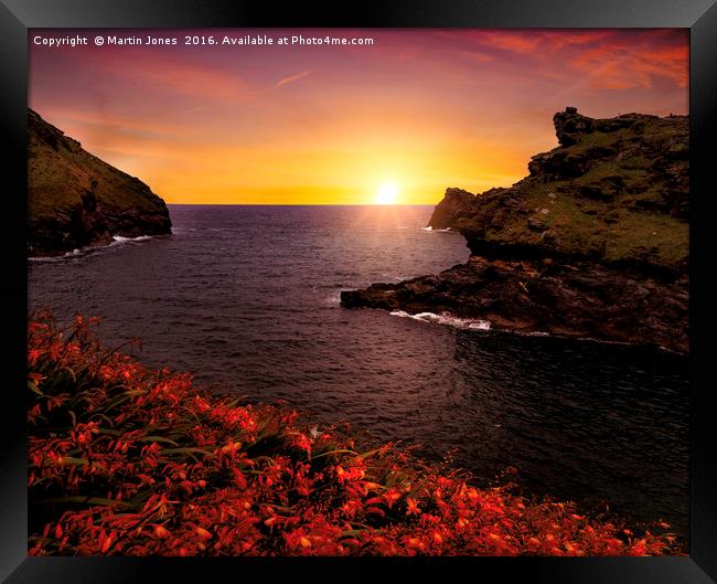 Cornish Sunset at Boscastle Cove Framed Print by K7 Photography