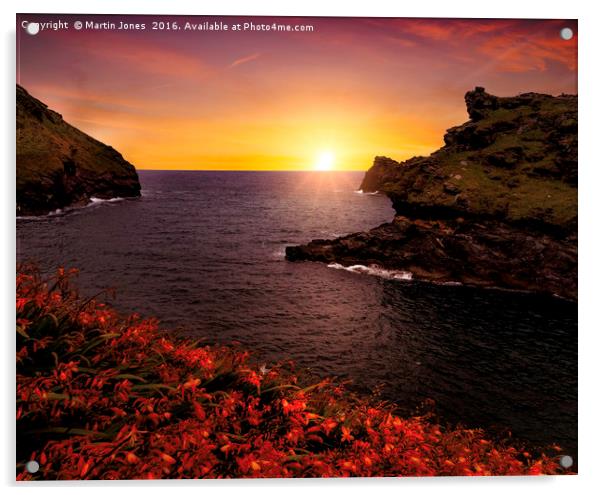 Cornish Sunset at Boscastle Cove Acrylic by K7 Photography