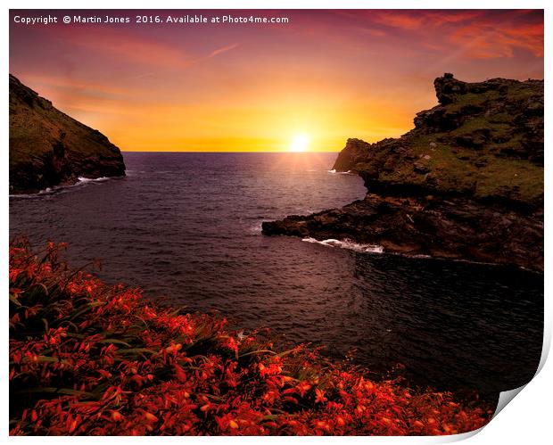 Cornish Sunset at Boscastle Cove Print by K7 Photography