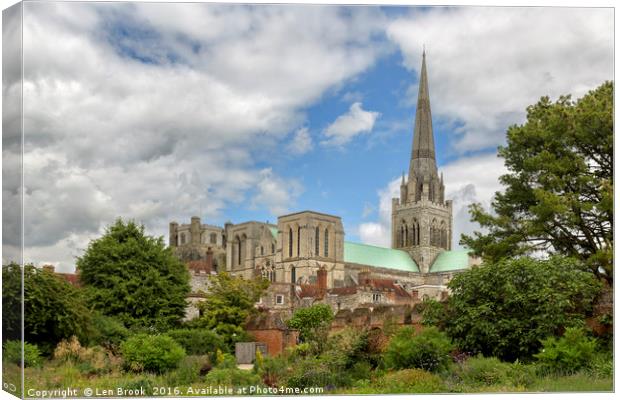 Chichester Cathedral Canvas Print by Len Brook