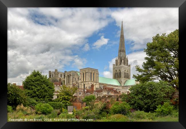 Chichester Cathedral Framed Print by Len Brook