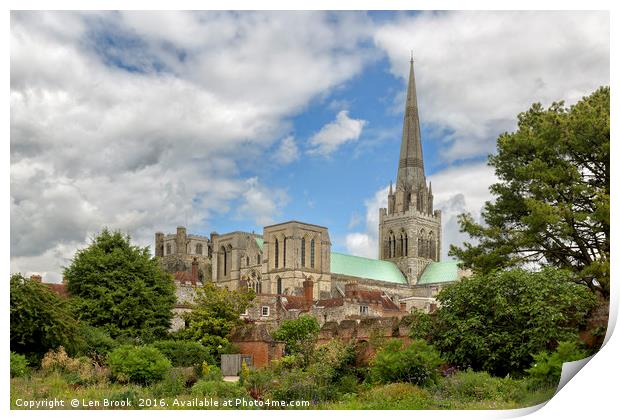 Chichester Cathedral Print by Len Brook