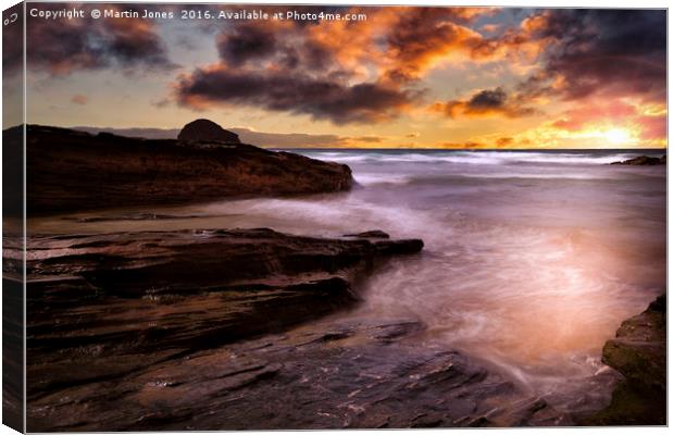 Sunset over Trebarwith Strand Canvas Print by K7 Photography