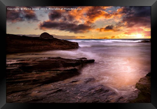 Sunset over Trebarwith Strand Framed Print by K7 Photography