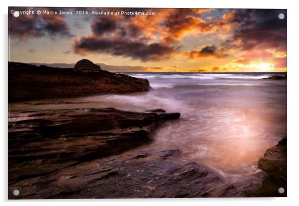 Sunset over Trebarwith Strand Acrylic by K7 Photography