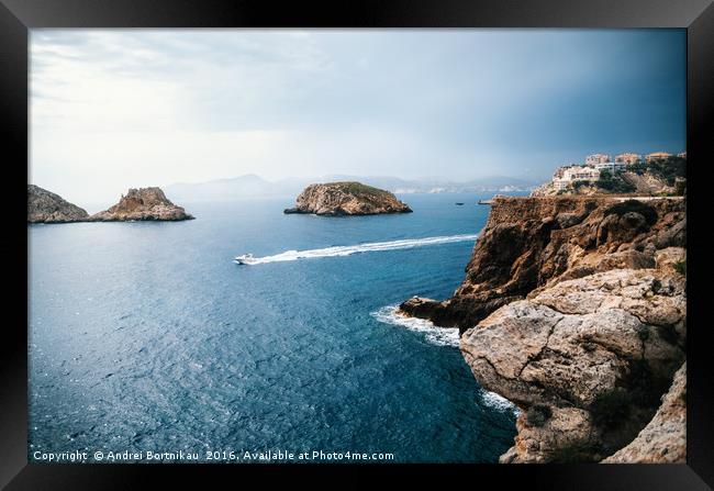 View to rocks of Santa Ponsa in Mallorca before th Framed Print by Andrei Bortnikau