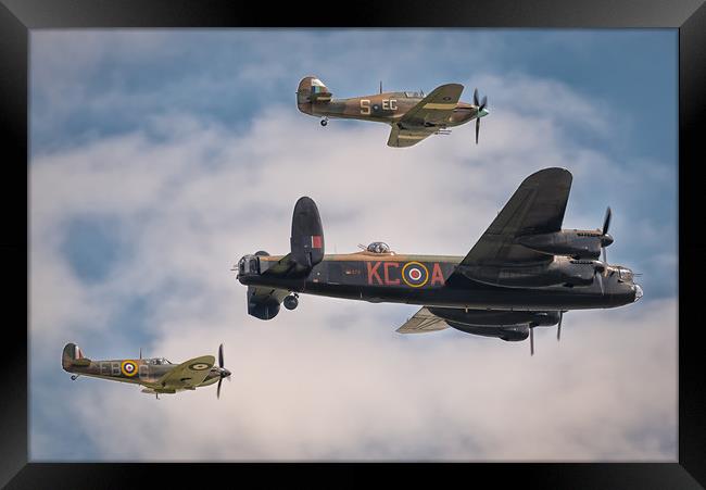 Lancaster Bomber PA474 with Hurricane and Spitfire Framed Print by Andrew Scott
