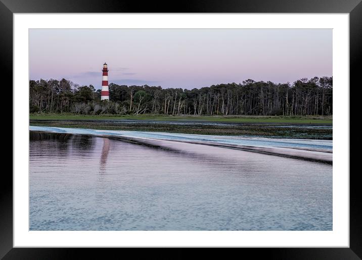 Assateague Lighthouse - landscape Framed Mounted Print by Belinda Greb