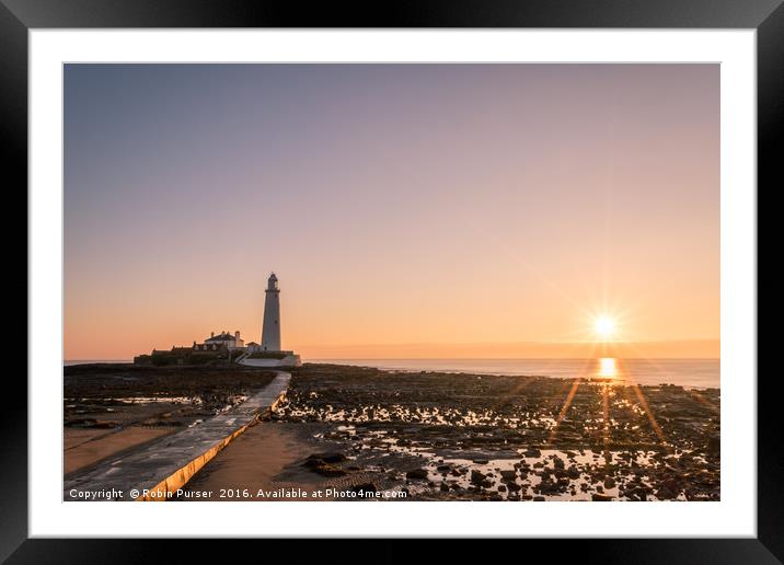 Sunrise at St Mary's Lighthouse Framed Mounted Print by Robin Purser