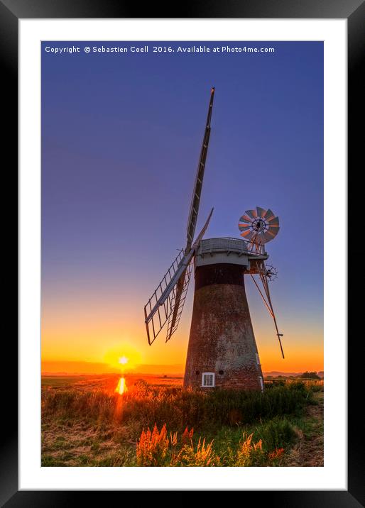 Sunset at Thurne mill Framed Mounted Print by Sebastien Coell