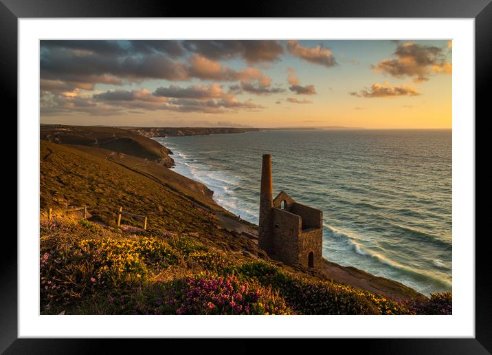 Sunset at Wheal Coates, St Agnes Framed Mounted Print by Michael Brookes