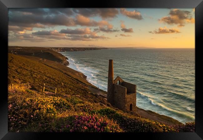 Sunset at Wheal Coates, St Agnes Framed Print by Michael Brookes