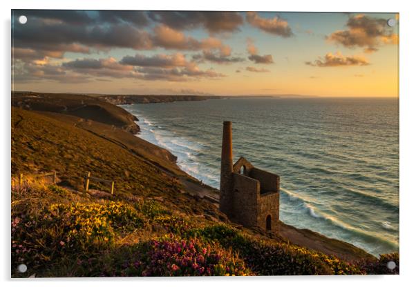 Sunset at Wheal Coates, St Agnes Acrylic by Michael Brookes
