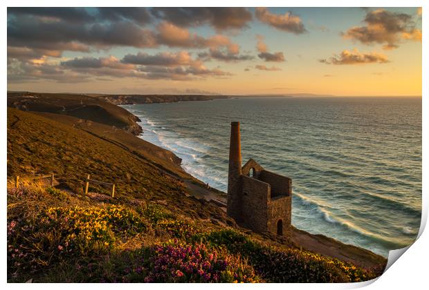 Sunset at Wheal Coates, St Agnes Print by Michael Brookes