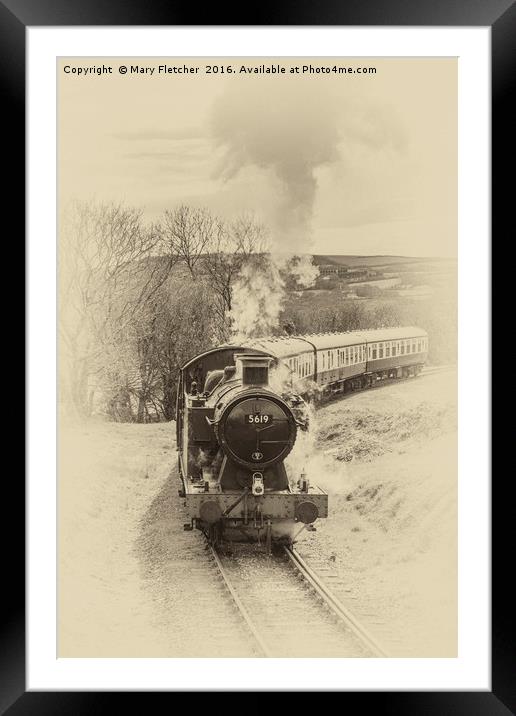 Steam Locomotive Framed Mounted Print by Mary Fletcher