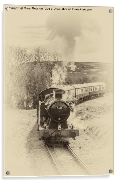 Steam Locomotive Acrylic by Mary Fletcher