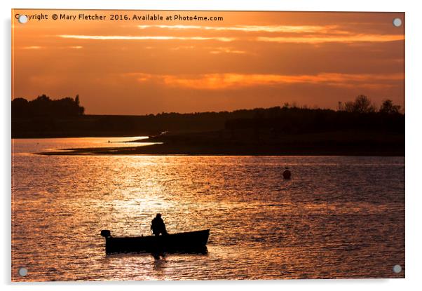 Fisherman at dusk Acrylic by Mary Fletcher