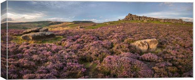 Over Owler Tor Panoramic  Canvas Print by James Grant